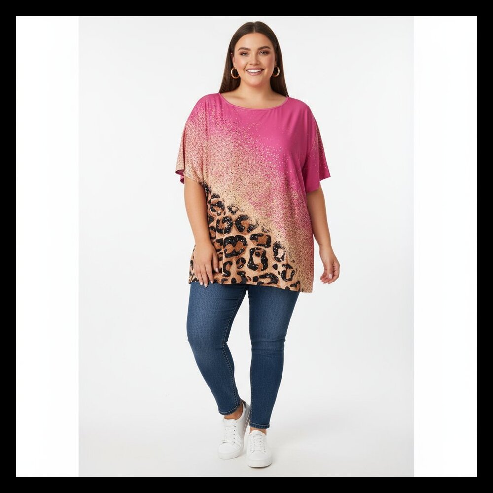 Leopard / Pink Tee Glamour and Glitter